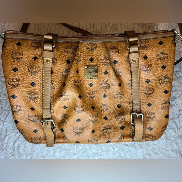 Authentic MCM Cognac Visetos 2 way Bag